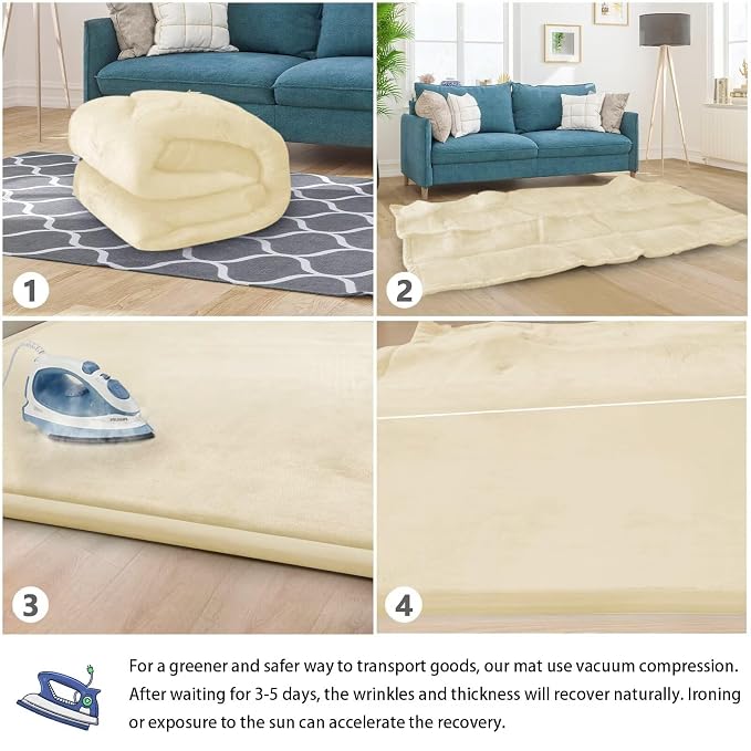 Baby Play Mat for Floor Nursery Rug Muscle Mat Area Rug Playroom Rug 71"x79" Playpen Mat Elastic Foam 1.3" Thick Crawling Mat for Babies,Toddlers, Infants, Kids,Light Beige