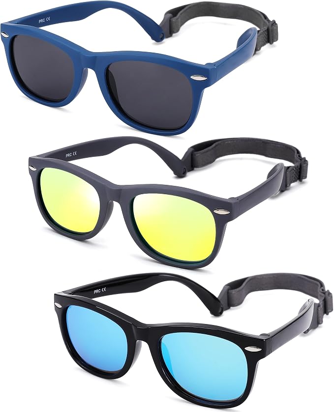 Polarized Baby Sunglasses with Strap - Unbreakable Flexible Infant Sunglasses for Toddlers Age 0-24 Months