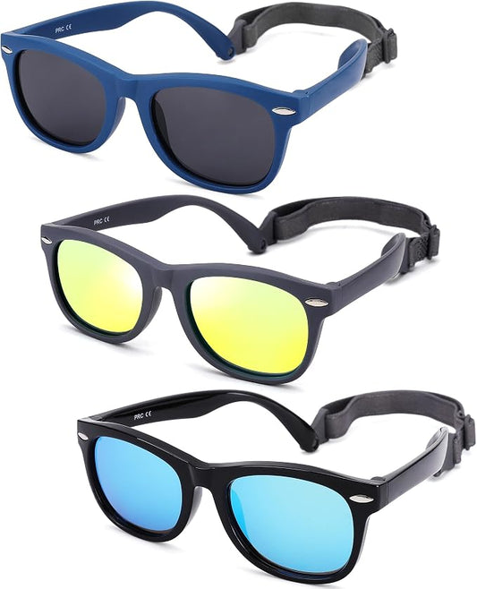 Polarized Baby Sunglasses with Strap - Unbreakable Flexible Infant Sunglasses for Toddlers Age 0-24 Months