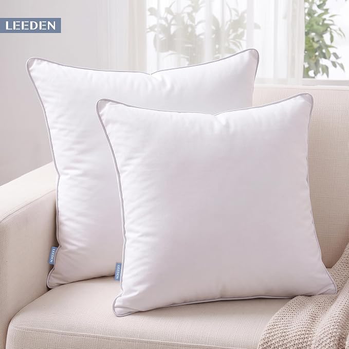 Leeden 26x26 Pillow Inserts Set of 2-26 Inch Oversized Pillow Insert, Soft Fluffy Square Cushion Forms for Bed & Couch, White Decor Insert Pair