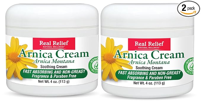 Arnica Cream, Natural, Non-Greasy, Hypoallergenic and Unscented, 4 oz (Pack of 2)