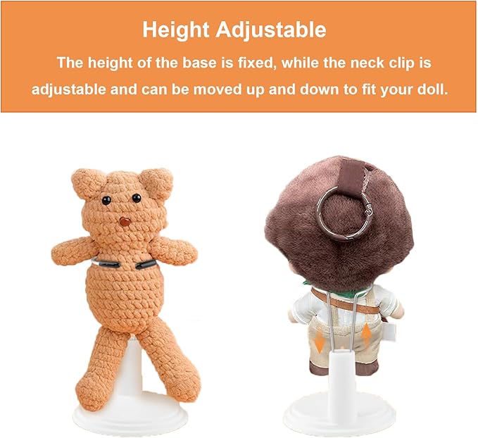 6 Pack Doll Stands, White Adjustable Display Holder for 4" to 8" Dolls, Action Figure Stand Compatible for Labubu Display, Accessories for Labubu