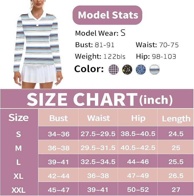 Soneven Womens Golf Shirts Moisture Wicking V Neck Long Sleeve Polo Shirts Collared Tops