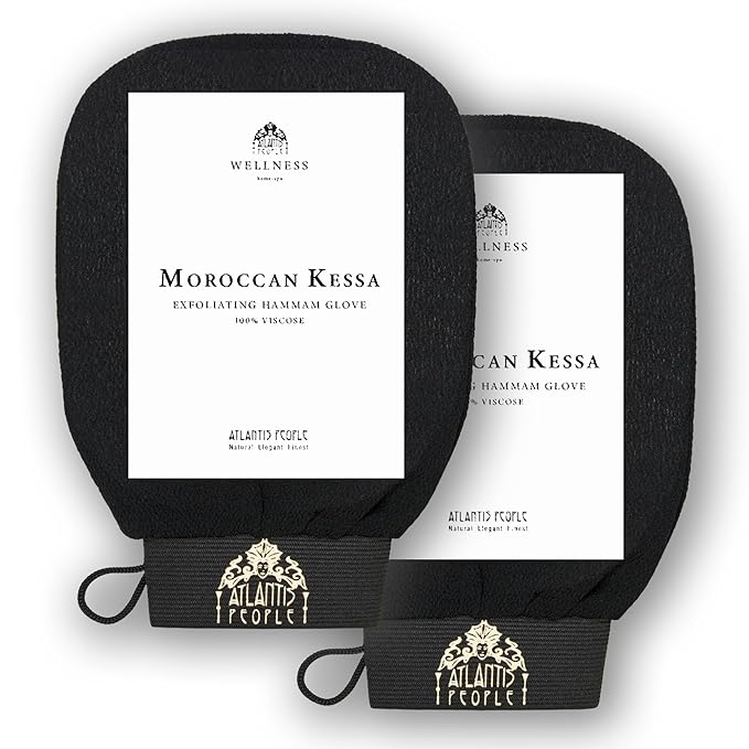 Moroccan Exfoliating Glove - Body Scrubber & Wash Mitt for Smoother Skin, Exfoliates Dead Skin Cells, Helps Even Skin Tone, Ideal for Self-Tan Removal & Keratosis Pilaris