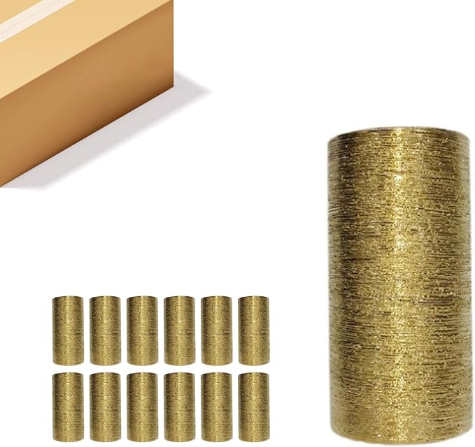 WGV Ceramic Cylinder Vase Bulk Width 4" Height 8" Elegant Unique Modern Matte Floral Container Planter Pot Centerpiece for Event Party Wedding Office Home Decor, Gold Textured 12 Pieces