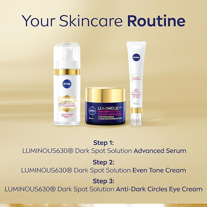 NIVEA LUMINOUS630 Dark Spot Solution Anti-Dark Circles Eye Cream for Visible dark circles and under-eye puffiness | With hyaluronic acid | For all skin types | Dermatologist-tested, 15mL