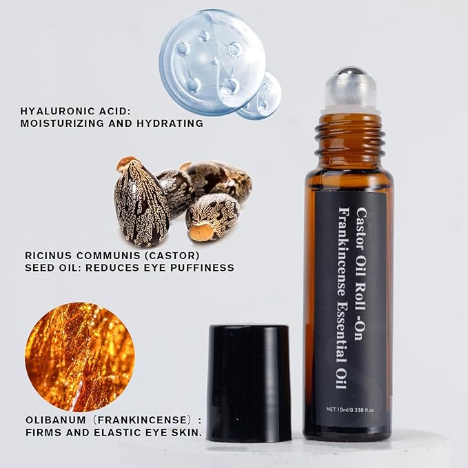 Castor Oil and Frankincense Eye Roller, Castor Oil Under Eye Roller, Castor Oil Frankincense Rollerball, Moisturizing, Anti-Wrinkle and Fine Line (2)