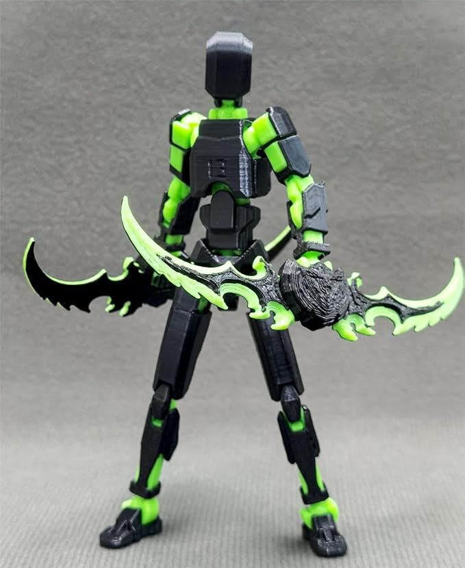 T13 (Assembly Completed) 3D Printed Action Figure,Dummy 13 Robot Action Figures, T13 Collectible Action Figure Articulated, for Collectors Desktop Decorations, muñeco de acción (Black Green)