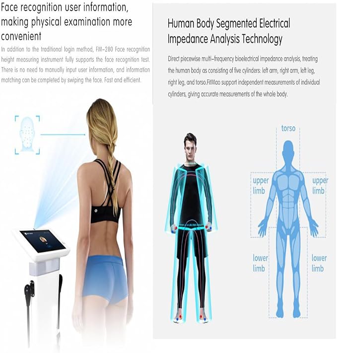Body Composition Analyzer,10.1 inch Body Fat Analyzer,HD Touch Bioimpedance Analysis Machine,Height Test Height Body Fat Analyzer,Body Fat Scale