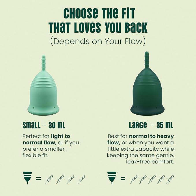 SHORDY Menstrual Cups - Reusable Small & Large Heavy Flow Period Cups | High capacity, 100% medical grade silicone, Overnight leak protection, Disc & tampon alternative copa menstrual para mujer