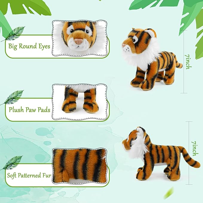 Stuffed Animals Toy Farm Animals 8 INCH,Plushies Stuffed Animals for Girls Plush Toys Little Stuffed Animal, Cute Stuffed Animal Plush Toy for Boy Girls (Standing Tiger)