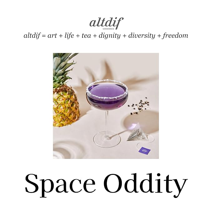 ALTDIF Purple Chamomile Space Oddity Organic Herbal Tea Bag Set - Black Tea with Muscat Grape and Rose Notes - Luxury Tea Box for Relaxation - Fancy Tea Box for Women - 8 Pyramid Teabags