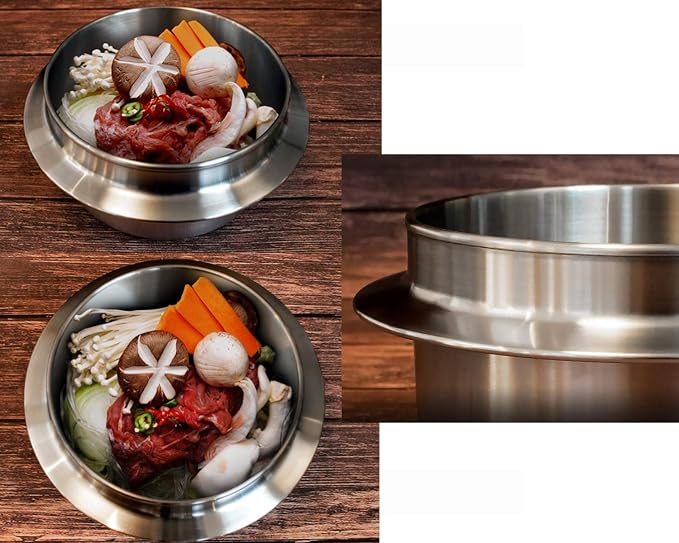 Korean Earthen Pot(TTukbaegi), Stainless Steel Stock Pot with Lid Enable Induction, Cooking Pot HEALTHY COOKWARE Stockpots