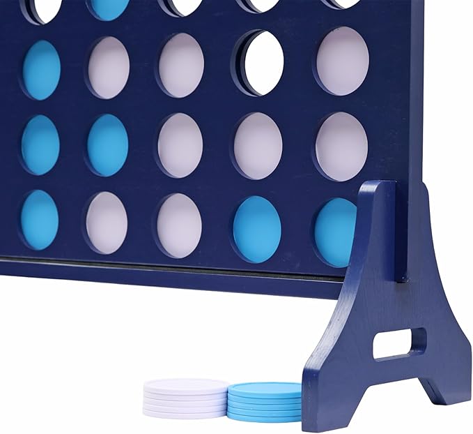 Tailgating Pros Premium Navy Giant Four in a Row with Carrying Case - Jumbo Oversized Outdoor Yard Game - Connect Multiple Pucks in a Row to Win - Many Puck Colors Available!