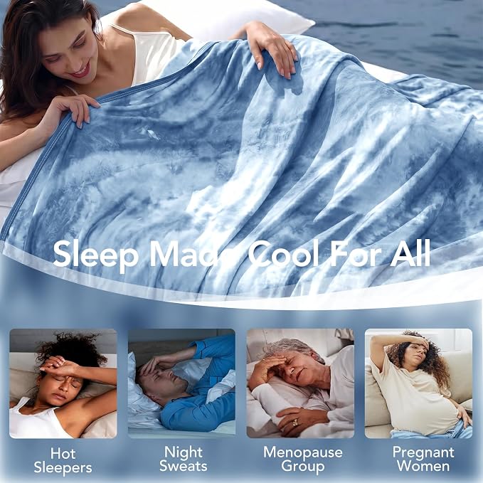 Cooling Blanket King Size 90"x104" for Hot Sleepers | Cold Summer Soft Blanket for Bed Couch and Travel Absorbs Heat Q-Max>0.35 Cool Lightweight Throw for Night Sweats Menopause
