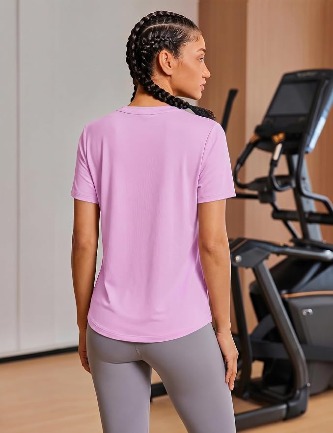 PINSPARK Soft Workout Tops for Women UPF 50+ Sun Protection Shirt Quick Dry Athletic Running Hiking Travel Basic Tee Shirts