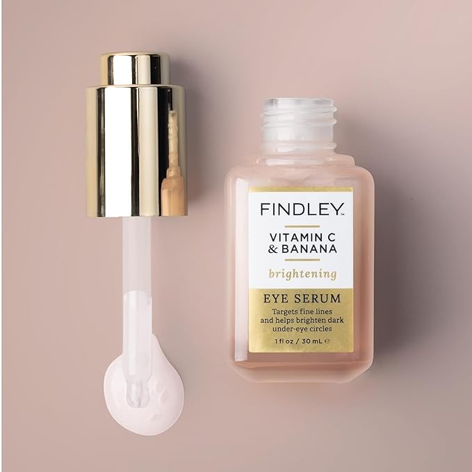 Findley Vitamin C & Banana Brightening Eye Serum – Targets Fine Lines & Dark Circles, Hydrating & Nourishing Formula, Anti-Aging (1 Fl Oz)