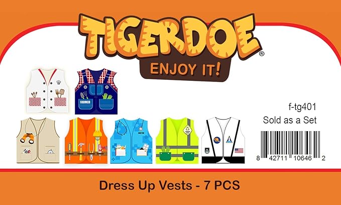 Tigerdoe Dress Up Clothes for Toddlers - 7 Pcs of Vest - Pretend Play School Set - Career Costumes - Role Play Costume