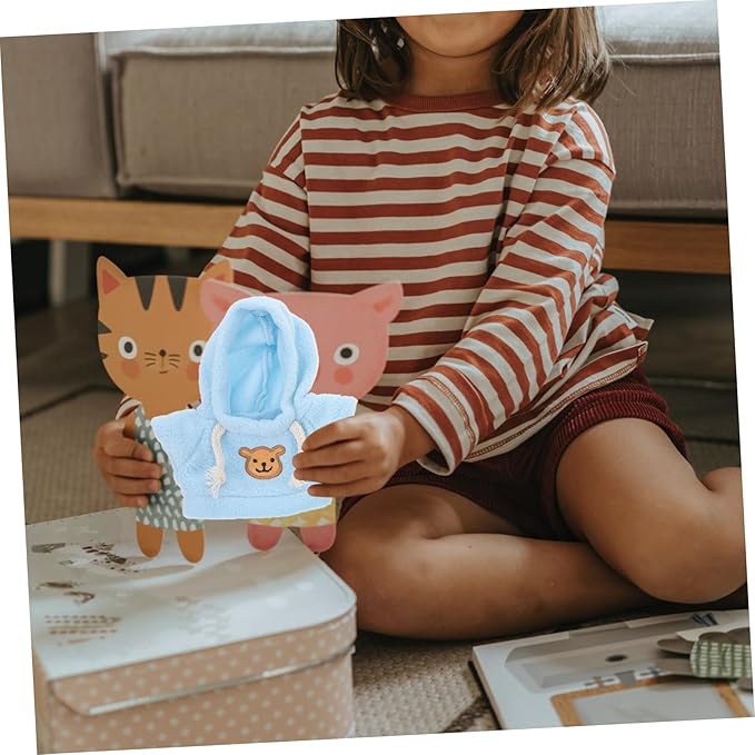 2pcs Small Plush Bear Costume Stuffed Animal Outfit Doll Hooded Sweater Clothes Tee Hoodie Cute Tiny Clothes DIY Toy for 20cm Bears