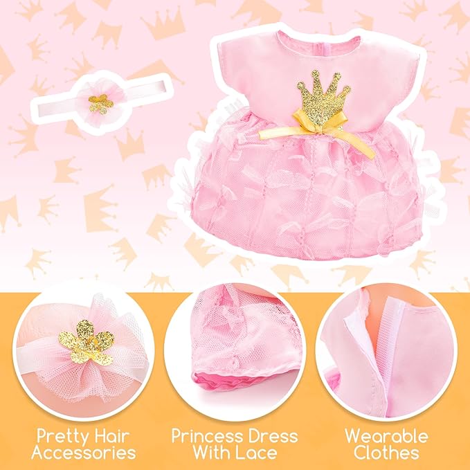 deAO Baby Doll Playset 12 Inch Baby Doll wirh Clothe and Accessories Baby Doll Carrier Storage Bag Balls Tent Toys, Pretend Play Birthday Gift for Kids Girls Boys, Collection
