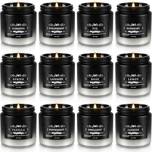 YOROXRG Scented Candles Gifts Set 12 Pack Soy Wax Travel Tin Jar Candles for Home 3.05 OZ for Mom for Christmas, Birthday, Thanksgiving, Mother's Day(Gradient Color)