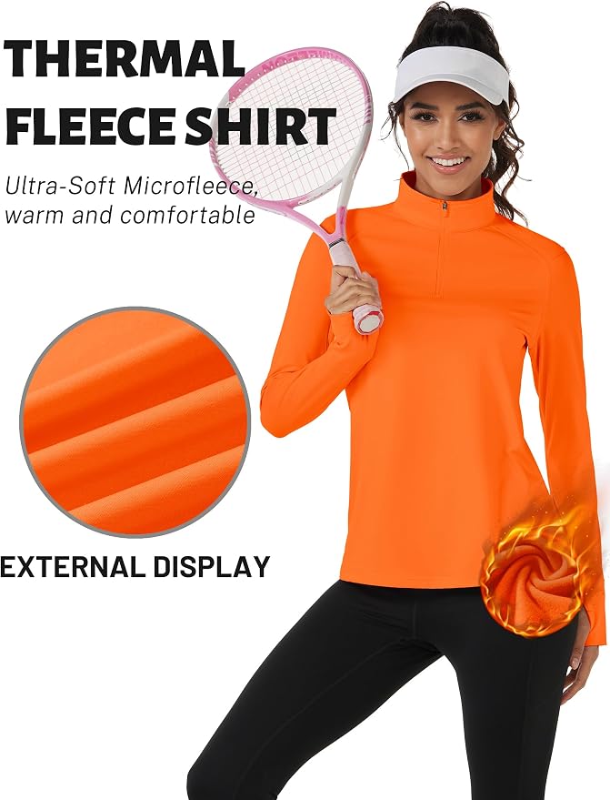 TACVASEN Women's Quarter Zip Sweatshirt Fleece Long Sleeve Workout Pullover | Lightweight Breathable Thermal Fabric,Mock Neck Design,Athletic Tops,Ideal for Gym Running Activities