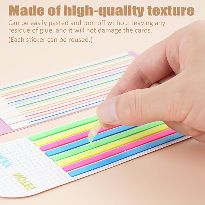 320 pcs Mahjong Card Line Finder Highlighter Tape, Mahjong Line Highlighter Stripe, Transparent Sticky Card Markers Tabs, Mahjong Game Rule Reader, Reusable & No Adhesive Residue (Solid color + Lines)