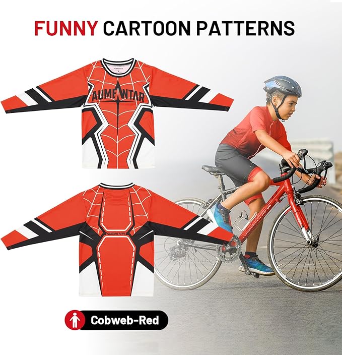 Kids Cycling Jersey Long Sleeve Dirt Bike Motocross Shirt, BMX Off-Road Racing Clothing