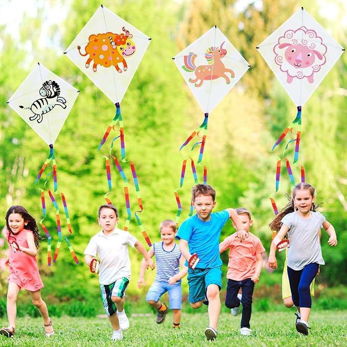 Libima 100 DIY Blank Kites for Kids Bulk Large Kite Making Kit Easy to Fly Set Party with Watercolor Pens and String Decorating Coloring Party Set for Craft Outdoor Games (Rhombus)