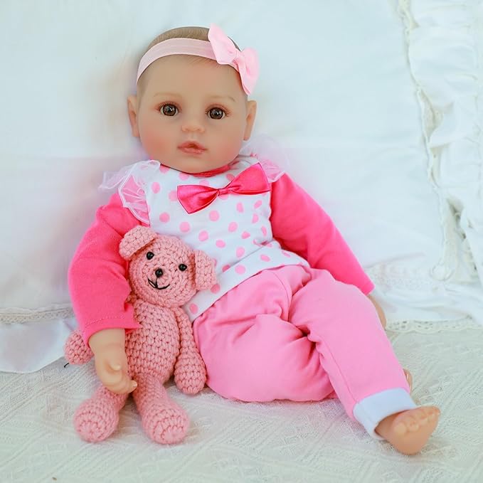 WOOROY Baby Dolls, 18-Inch Adorably Realistic Soft Body Baby Doll, Real Life Dolls with Accessory-Rich Set,Gifts for Aged 3+, Pretend Play, Cuddling, and Collection