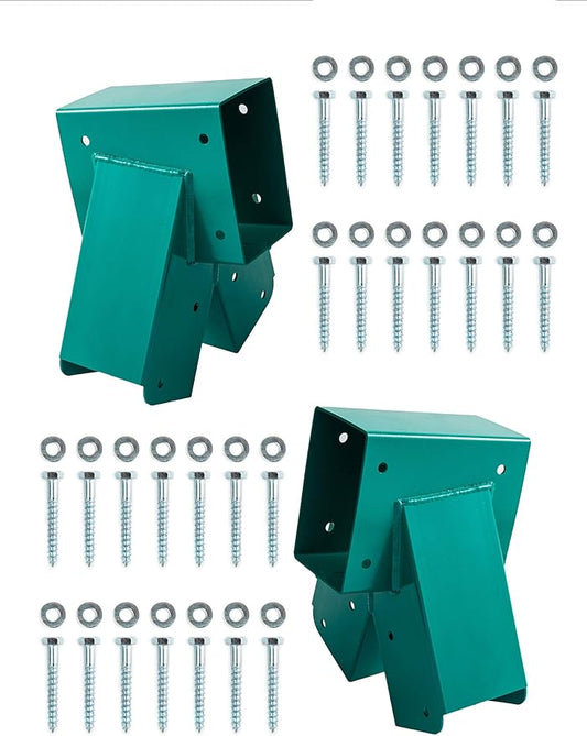 Swing Set Brackets - 2 DIY Wooden Swing Hardware Bracket, Playground Equipment Parts, with Mounting Accessories, for Outdoor Play, Green