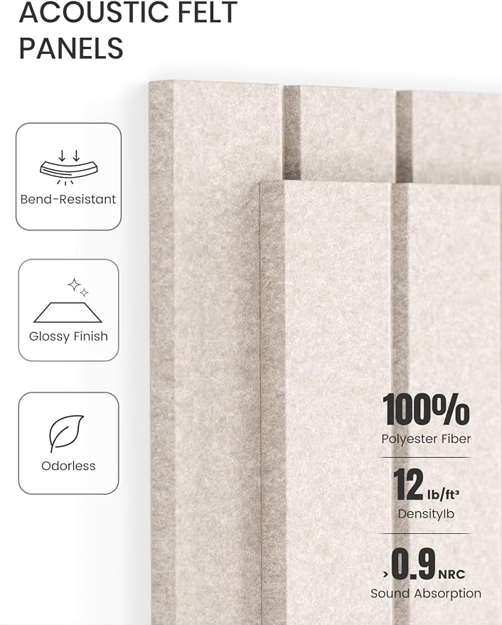 Fluxynara 36" x 24" Large Felt Bulletin Board, Oatmeal | 6 Pack Cork Board Alternative with 30 Safe Adhesive Tabs, Pin Boards for Wall Decor, Home, Office, Classroom,Dorm