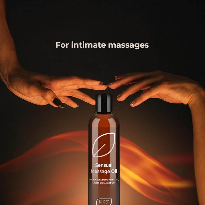 KIIROO Relaxing Massage Oil 8oz – Body Oil for Muscle Relaxation with Grapeseed & Jojoba Oil, Paraben-Free, Fast-Absorbing | Unscented Body Oil 250ml