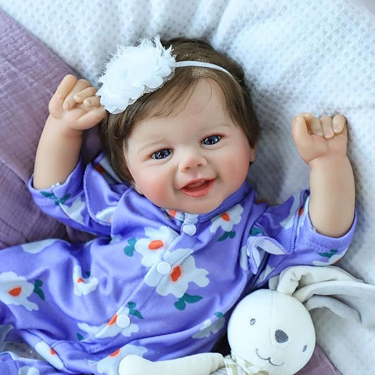 SCOM Realistic Reborn Baby Dolls, 20 Inch Real Baby Feeling Realistic-Newborn Dolls Adorable Smiling Real Life Baby Dolls with Gift Box for Kids Age 3