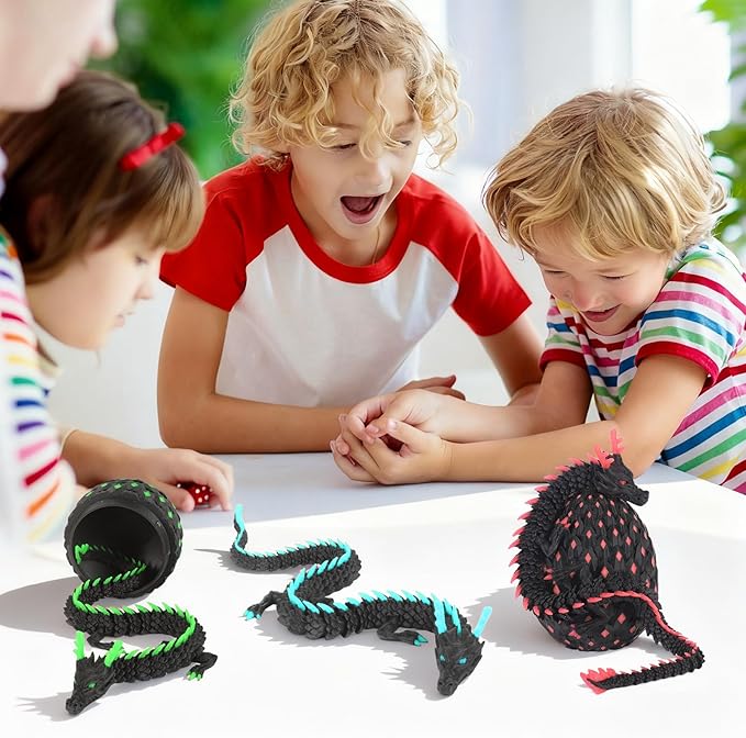 12-inch 3D Printed Dragon Eggs, Glow in The Dark Fidget Toys for Kids & Adults, for Home Office Desk Decor (Dark Pink, Pcs, 1)