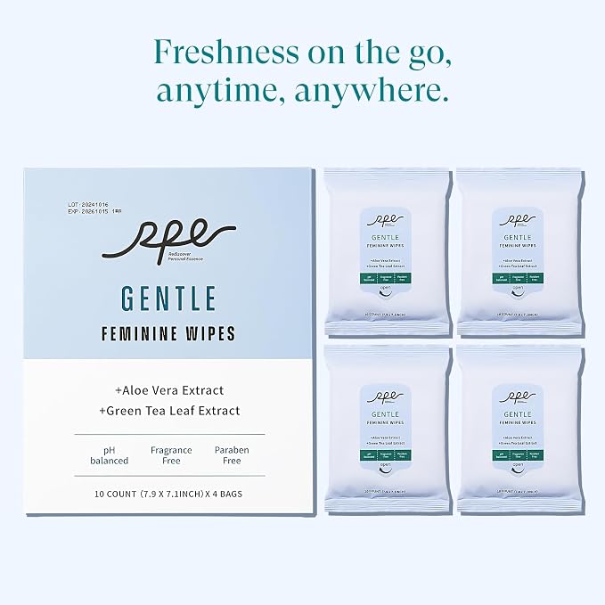 Organic Feminine Care Set: Ultra-Thin Cotton Panty Liners & pH Balanced Flushable Wipes, Unscented, Light Absorbency, Size2 96 Ct Panty Liners + 40 Wipes (10ct x 4)