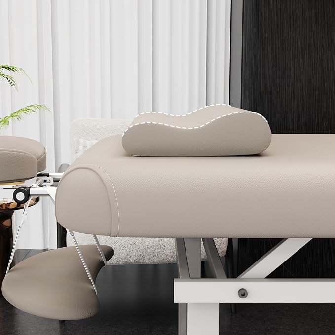 Olela Wide Electric Massage Table - Stationary Massage Table with Electric Lift and Manual Adjustable Backrest, Lash Bed with Storage, PU Leather, Metal Frame for Beauty, Massage, Tattoo
