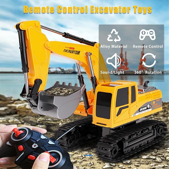 Remote Control Excavator,Toy Digger Remote Control Digger Excavator Toys,Engineering Sand Digger Construction Vehicle Toy RC Excavator Toy Cars for Kids