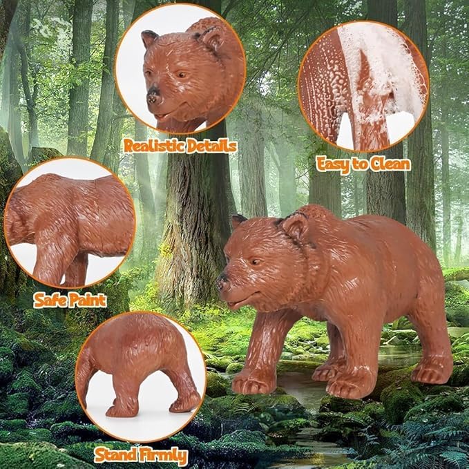 Kimicare 24Pcs Safari & Zoo Animals Figures, Realistic Plastic Animal Toys Set for Kids 1 2 3, Educational Jungle Animals Figures Playset, Party Supplies Birthday Gifts for Toddlers Boys Girls