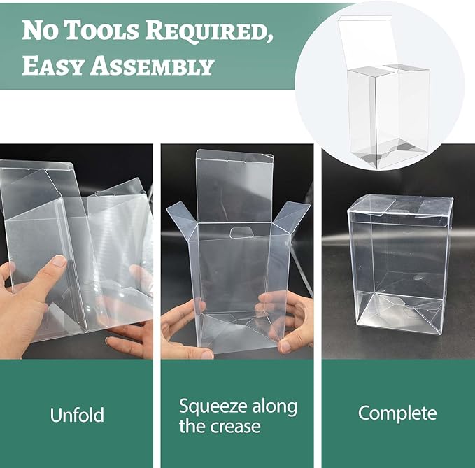 150 Pack Clear Protectors Case Compatible with Funko Pop Protector Case for 4 Inch Figures Collectibles Heavy Duty Crystal Plastic Protector Cases with Protective Film Locking Tabs Auto-Lock Bottom
