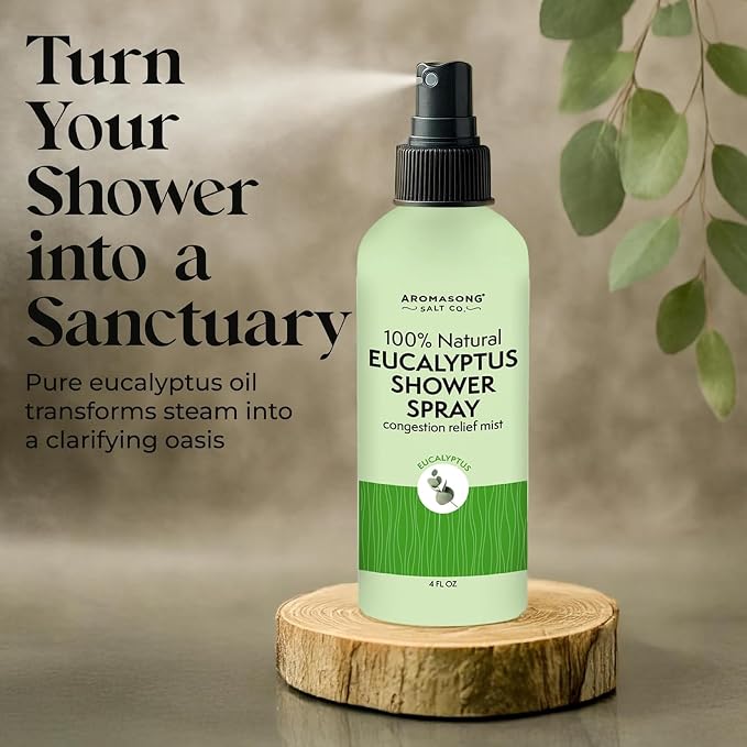 Aromasong Eucalyptus Shower Spray Aromatherapy – 100% Natural Eucalyptus Spray for Shower – Made in USA, Pure Essential Oil Mist for Sinus Relief & Spa-Like Steam, 4 fl oz 3 Pack