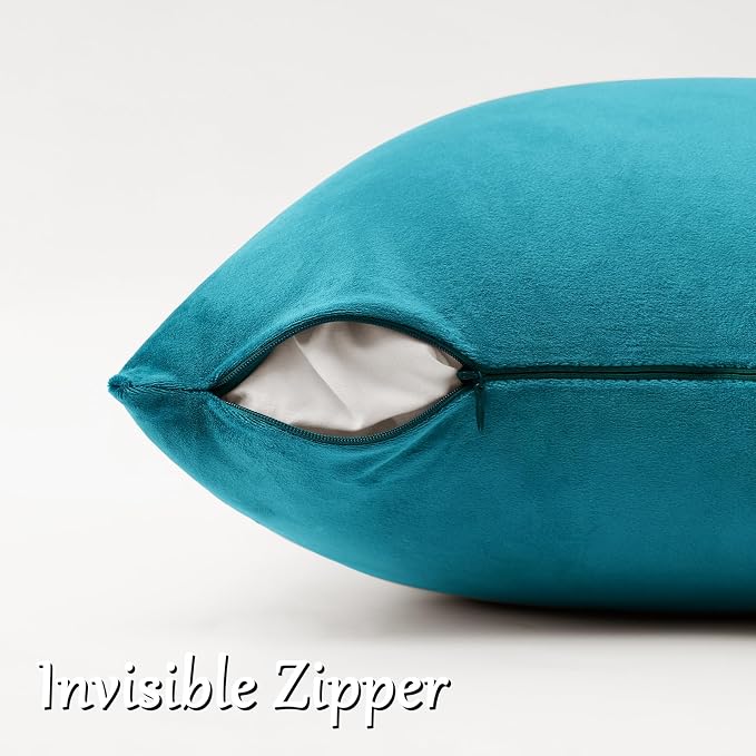 GIGIZAZA Teal Velvet Pillow Covers 18x18 Decorative Pillows Pack of 2 | Blue Throw Pillows for Couch Sofa,280gsm Soft Textured Fabric,Modern Square Pillowcases,Luxury Cushion Covers