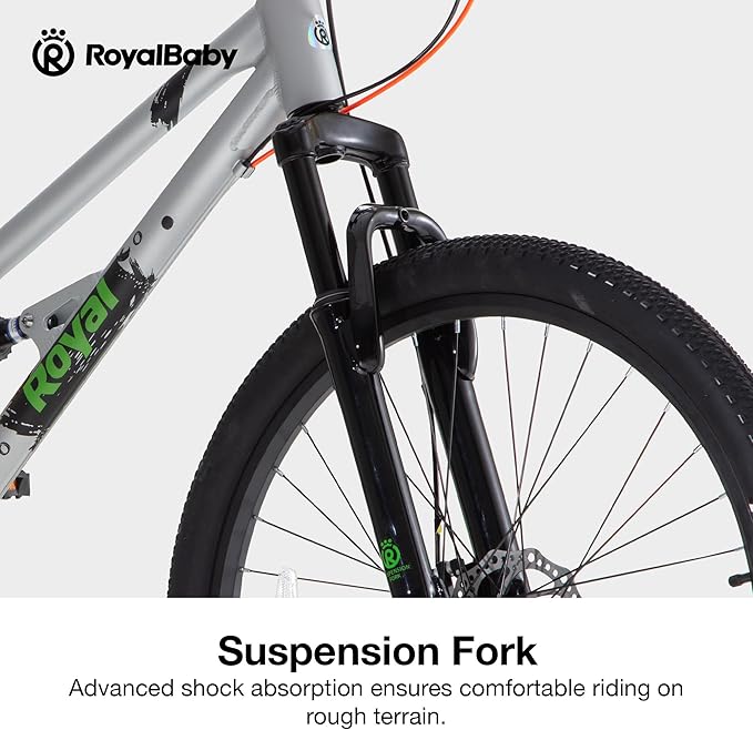RoyalBaby Kids Mountain Bike for Boys and Girls, Ultra-Light Aluminum 20-26 Inch Wheel Bicycle for 6-14 Years Old Children, 7/21-Speeds Drivetrain