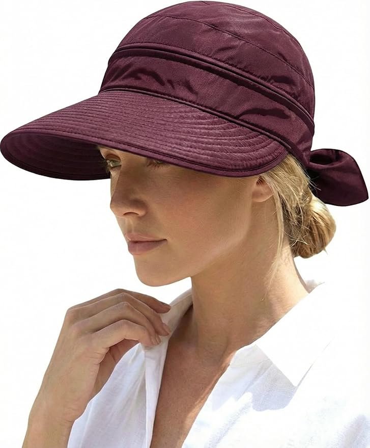 2-in-1 Women’s Sun Visor Sun Hat Zipper Off Ponytail Friendly, Lightweight Quick Dry, Summer UV Protection