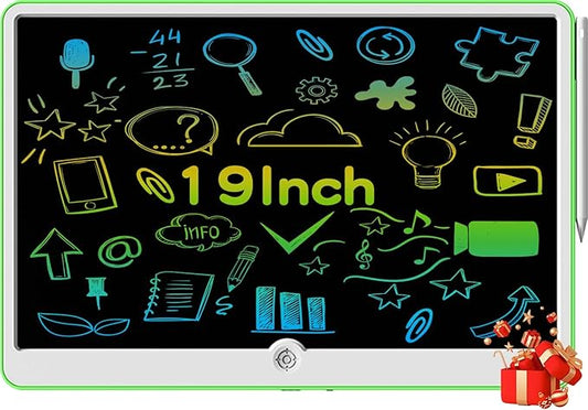 19 Inch LCD Writing Tablet for Kids Ages 3-9, Reusable Doodle Board with Stylus Pen, Type-C Rechargeable Drawing Pad, Educational Travel Toy for Boys & Girls, Perfect Birthday & Holiday Gift Green
