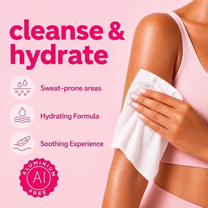Muun Deodorant Body Wipes for Odor, 20 Count 18x20 cm Aluminum-Free Individual Wrapped Travel-Friendly Hygiene Personal Cleansing Wet Wipes for Intimate, Butt, Body