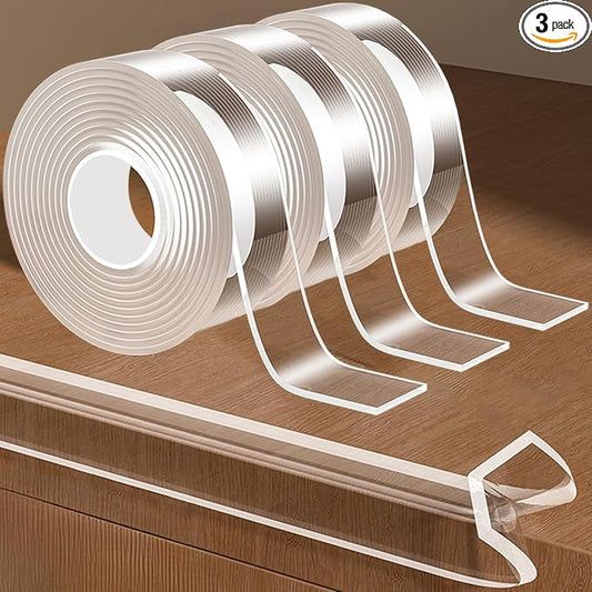 Clear Soft Corner Protectors for Furniture Strip,0.8in x 9.84FT,Sharp Edge & Table Bumper,Cabinet,Window Sill,Wall Corner Protector,Baby Proof Corners and Edges,3 Rolls