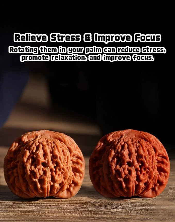 Jade Walnuts - 2026 Chinese Wenwan Walnut, Polishing Walnuts Fidget with Storage Box, Hand-Polished Natural Walnut Stress Relievers, For Meditation, Focus, And Collectors (Pointed Hat B, 1.42-1.46in)