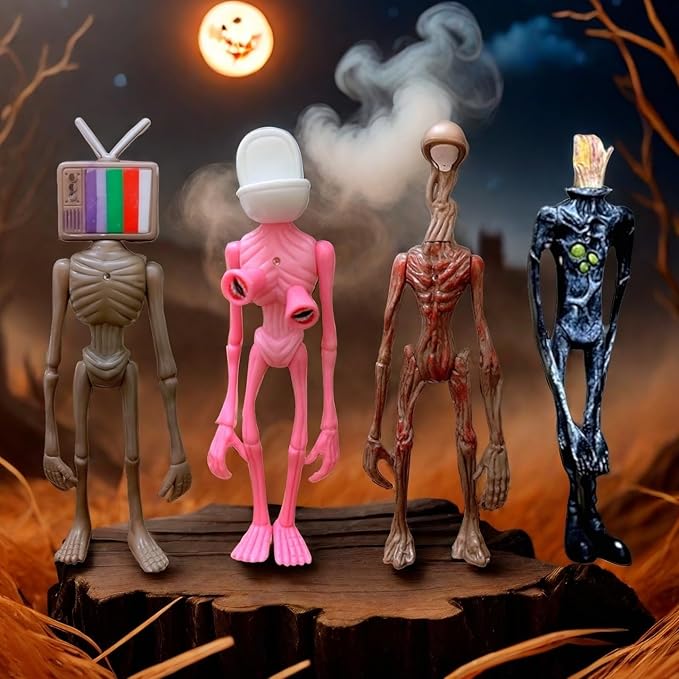 4 PCS Siren Head Toys Action Figure Horror Model Doll Gift for Kids Birthday Halloween Christmas Party Toys (Series B)