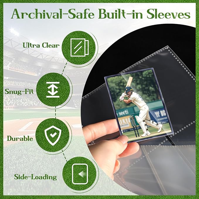 POKONBOY 9 Pocket Baseball Card Binder for 900 Cards, Trading Card Binder Collection Album Holder with Sleeves for Football Sports Games Cards